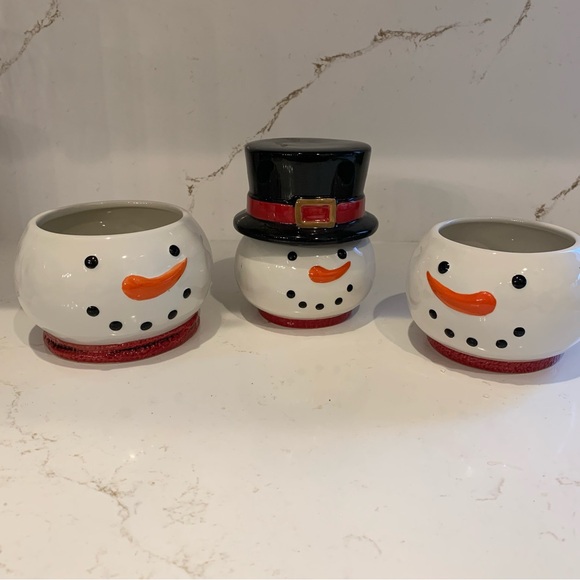 St. Nicholas Square Set of 3 Stackable Christmas Snowman Bowls  (Unused) - Picture 3 of 16
